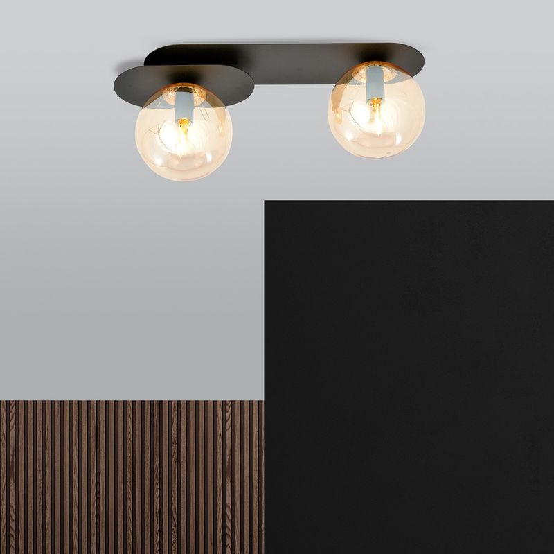 Emibig Lighting Taklampa PLAZA 2 SVART/HONUNG