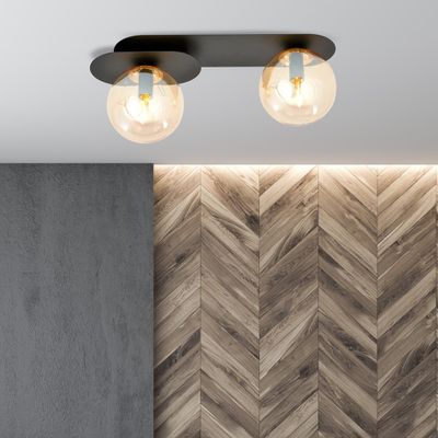 Emibig Lighting Taklampa PLAZA 2 SVART/HONUNG