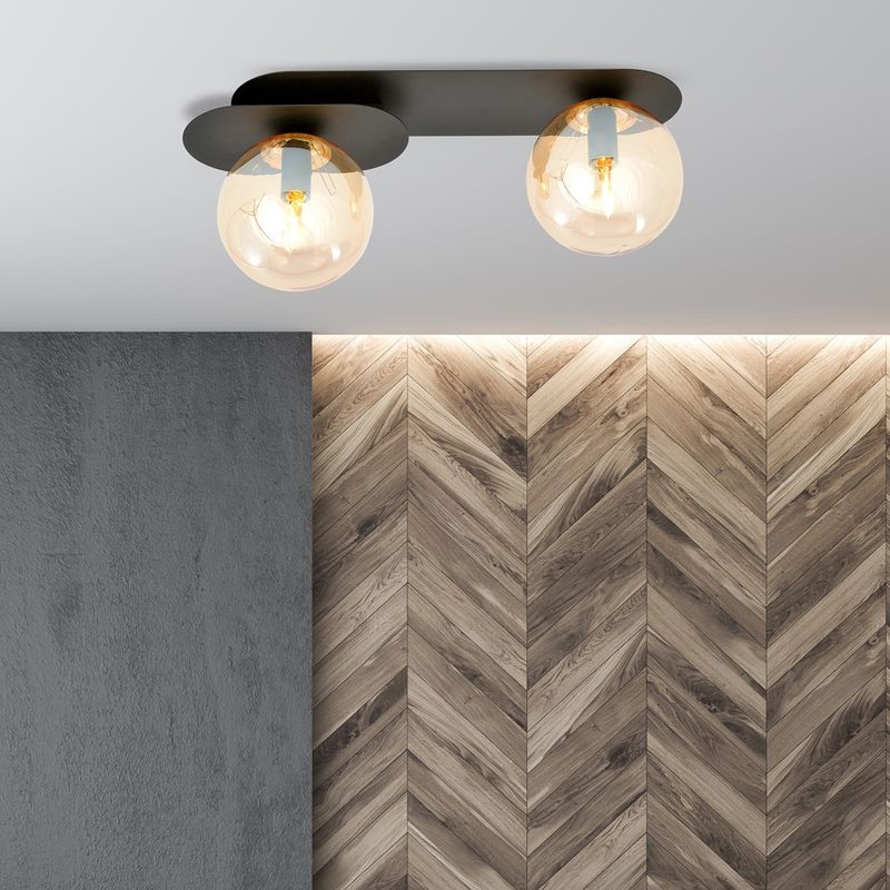 Emibig Lighting Taklampa PLAZA 2 SVART/HONUNG