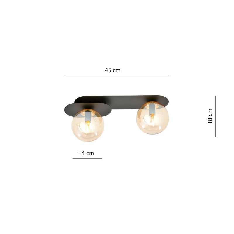 Emibig Lighting Taklampa PLAZA 2 SVART/HONUNG