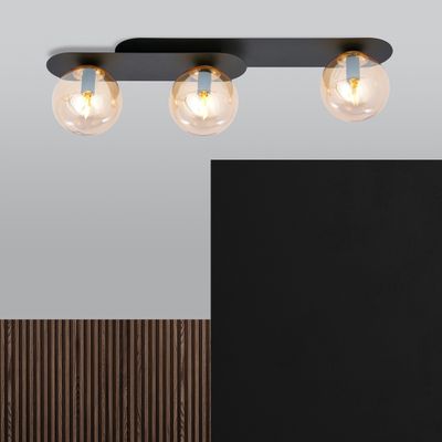 Emibig Lighting Taklampa PLAZA 3 SVART/HONUNG