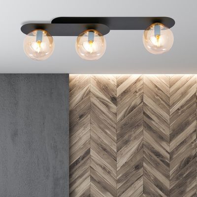 Emibig Lighting Taklampa PLAZA 3 SVART/HONUNG