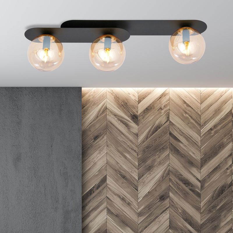 Emibig Lighting Taklampa PLAZA 3 SVART/HONUNG