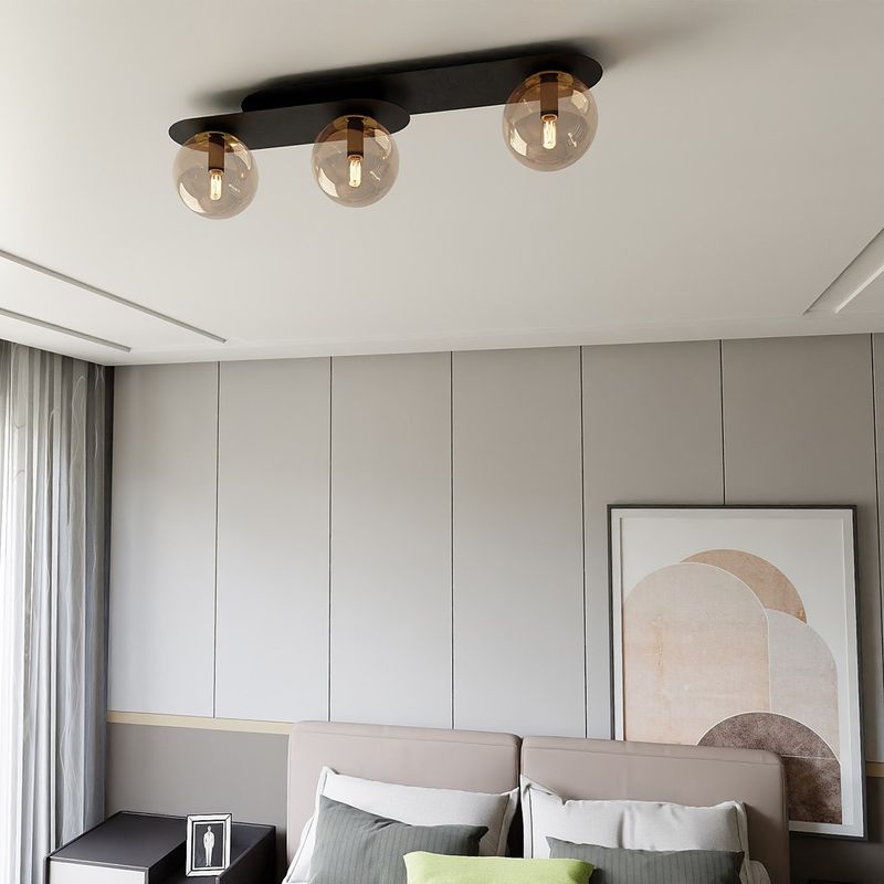Emibig Lighting Taklampa PLAZA 3 SVART/HONUNG
