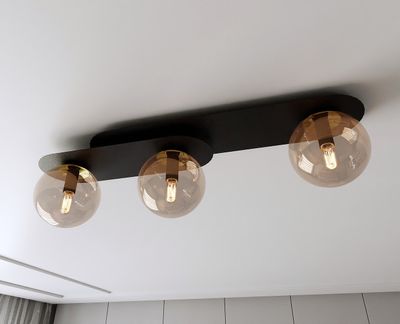 Emibig Lighting Taklampa PLAZA 3 SVART/HONUNG