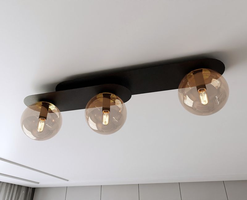 Emibig Lighting Taklampa PLAZA 3 SVART/HONUNG