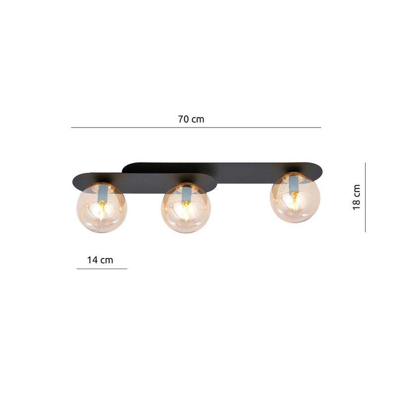 Emibig Lighting Taklampa PLAZA 3 SVART/HONUNG