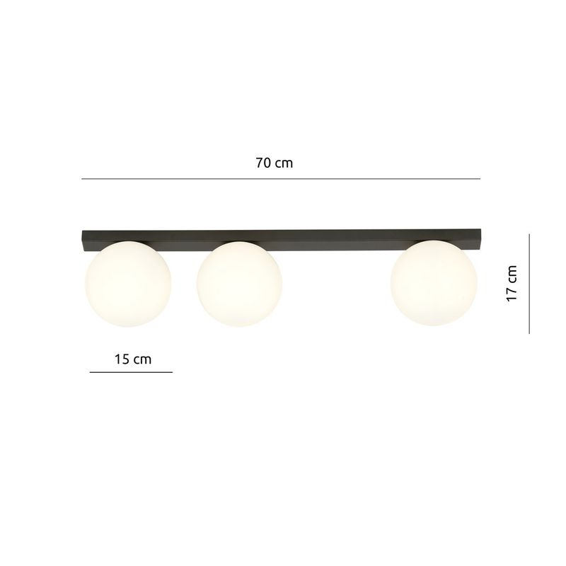 Emibig Lighting Taklampa FIT 3 SVART/OPAL