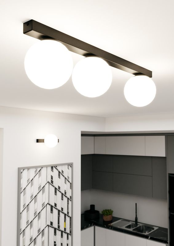 Emibig Lighting Taklampa FIT 3 SVART/OPAL