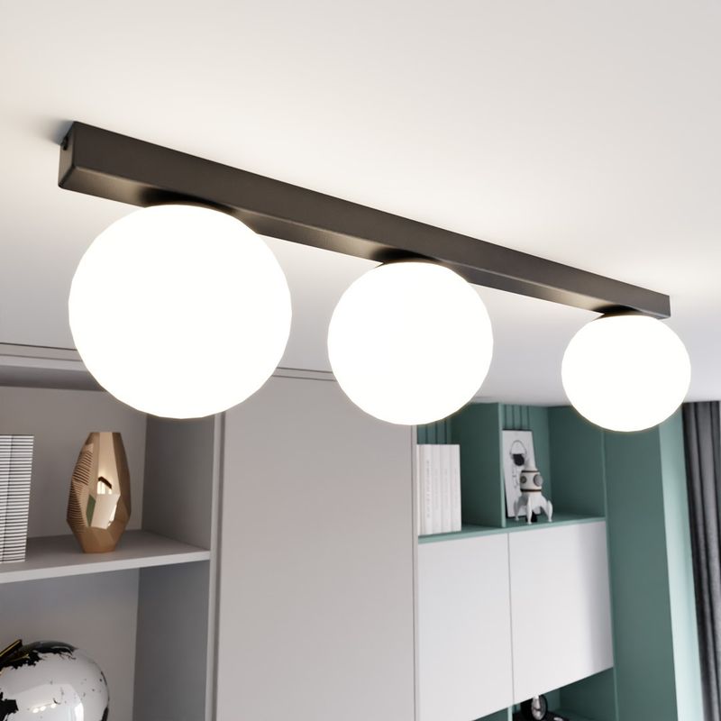 Emibig Lighting Taklampa FIT 3 SVART/OPAL