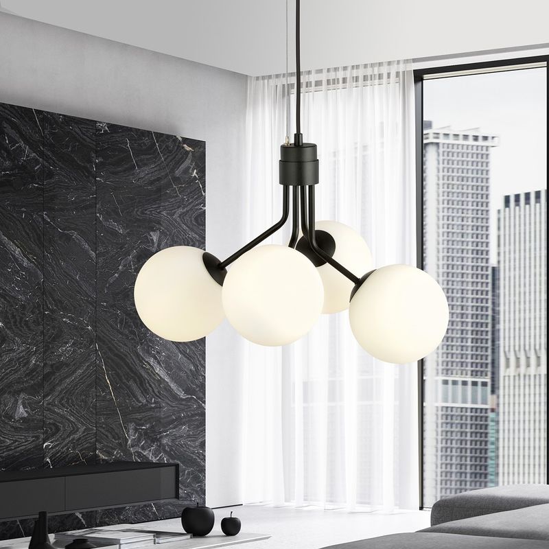 Emibig Lighting Taklampa NOVA 4 SVART/OPAL