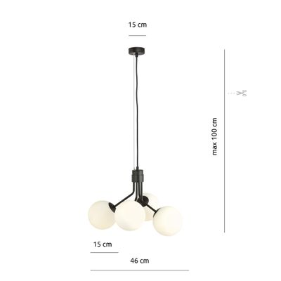 Emibig Lighting Taklampa NOVA 4 SVART/OPAL