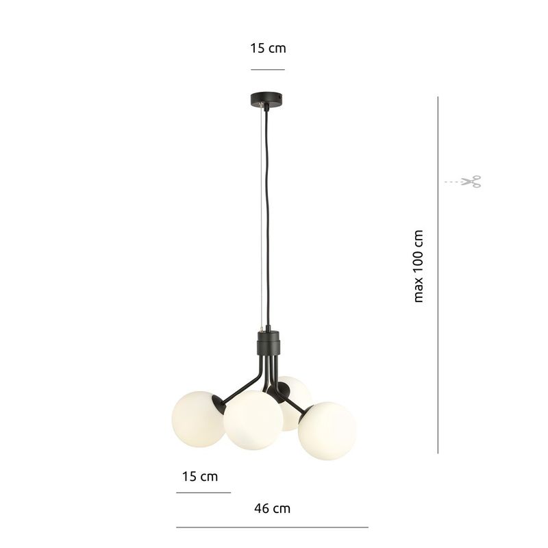 Emibig Lighting Taklampa NOVA 4 SVART/OPAL