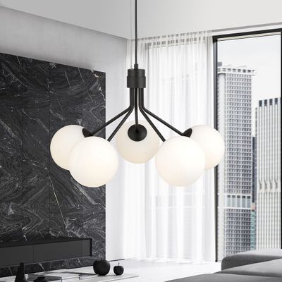 Emibig Lighting Taklampa NOVA 5 SVART/OPAL
