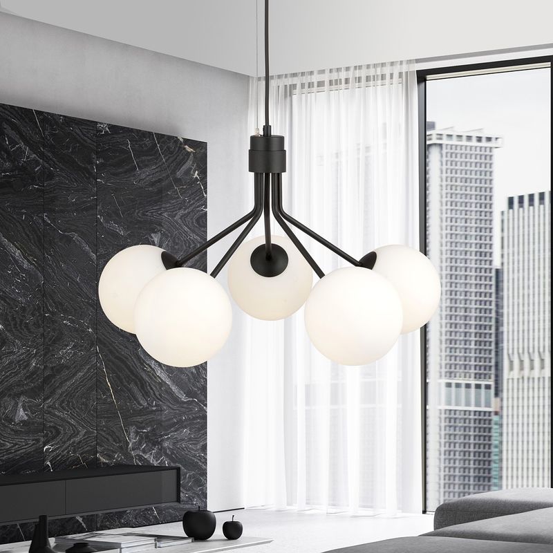 Emibig Lighting Taklampa NOVA 5 SVART/OPAL