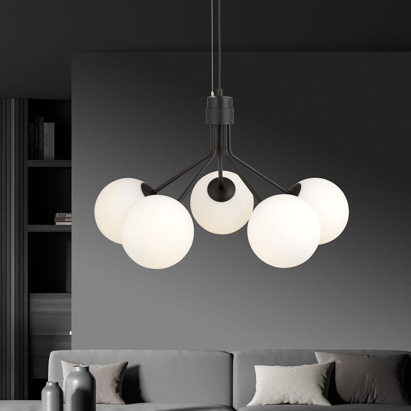 Emibig Lighting Taklampa NOVA 5 SVART/OPAL