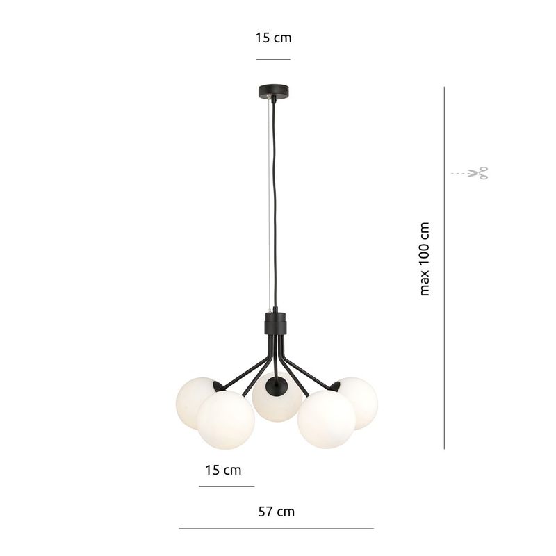 Emibig Lighting Taklampa NOVA 5 SVART/OPAL