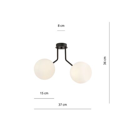 Emibig Lighting Taklampa NOVA 2 SVART/OPAL