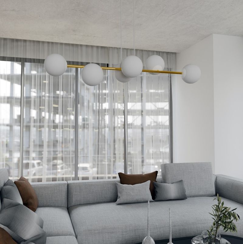 Emibig Lighting Taklampa GRAVITY 6 VIT GULD
