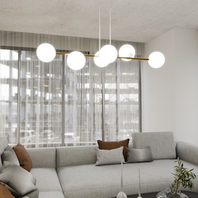 Emibig Lighting Taklampa GRAVITY 6 VIT GULD
