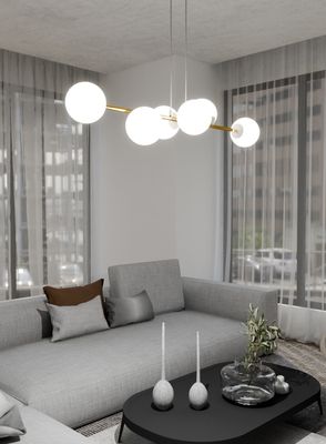 Emibig Lighting Taklampa GRAVITY 6 VIT GULD