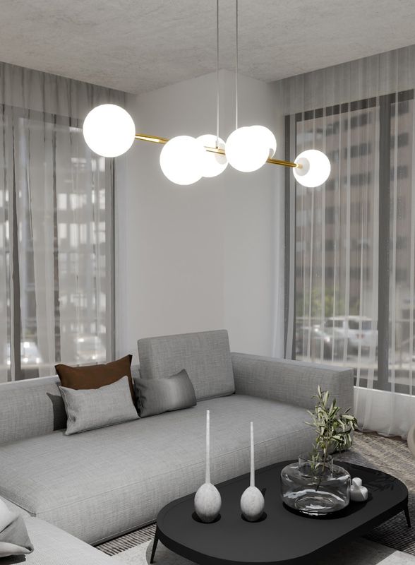 Emibig Lighting Taklampa GRAVITY 6 VIT GULD