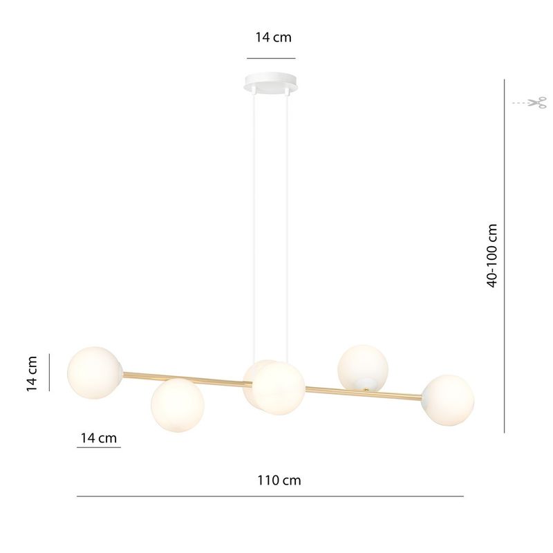 Emibig Lighting Taklampa GRAVITY 6 VIT GULD