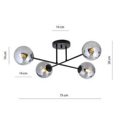 Emibig Lighting Taklampa ROMA 4 BL GRAFIT
