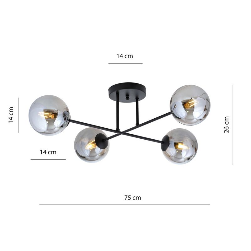 Emibig Lighting Taklampa ROMA 4 BL GRAFIT