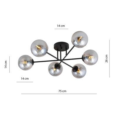 Emibig Lighting Taklampa ROMA 6 BL GRAFIT