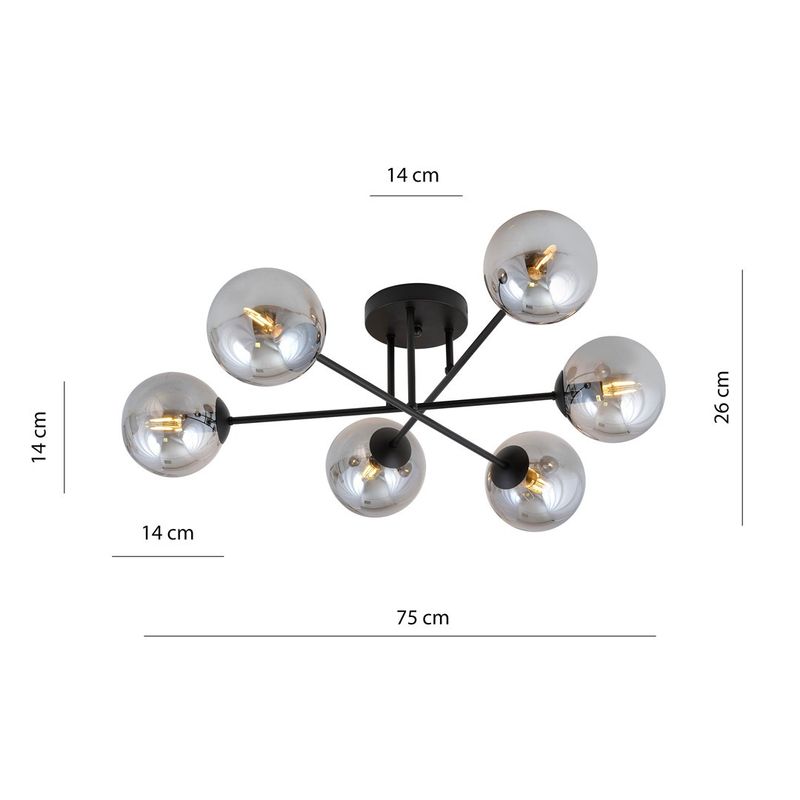Emibig Lighting Taklampa ROMA 6 BL GRAFIT