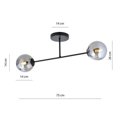 Emibig Lighting Taklampa ROMA 2 BL GRAFIT