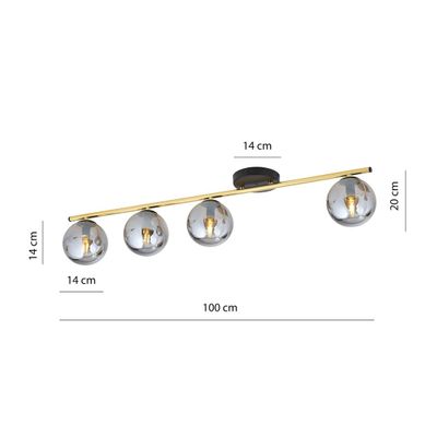 Emibig Lighting Taklampa MONZA 4 BL GRAFIT