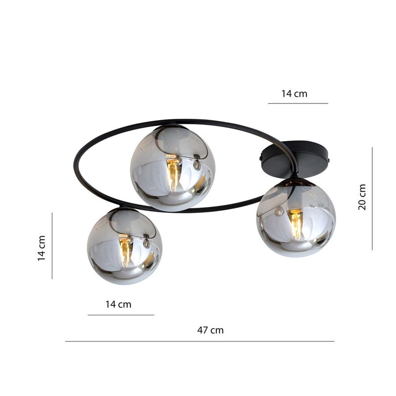 Emibig Lighting Taklampa SOPRA 3 BL GRAFIT