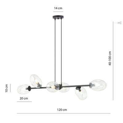 Emibig Lighting Taklampa PANDORA 6 BL TRANSPARENT