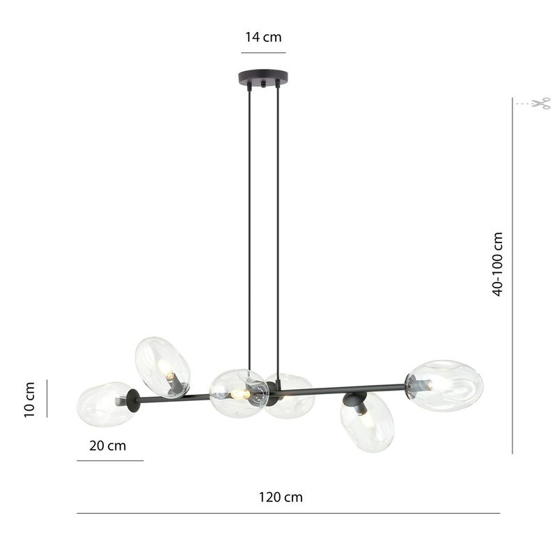 Emibig Lighting Taklampa PANDORA 6 BL TRANSPARENT