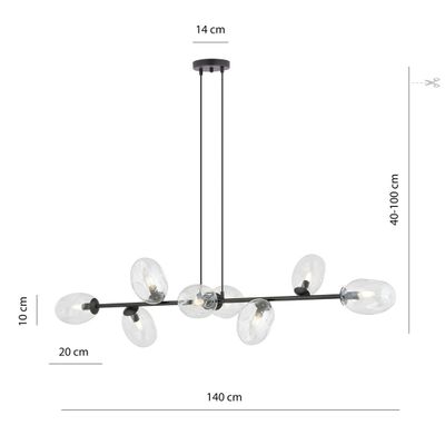 Emibig Lighting Taklampa PANDORA 8 BL TRANSPARENT