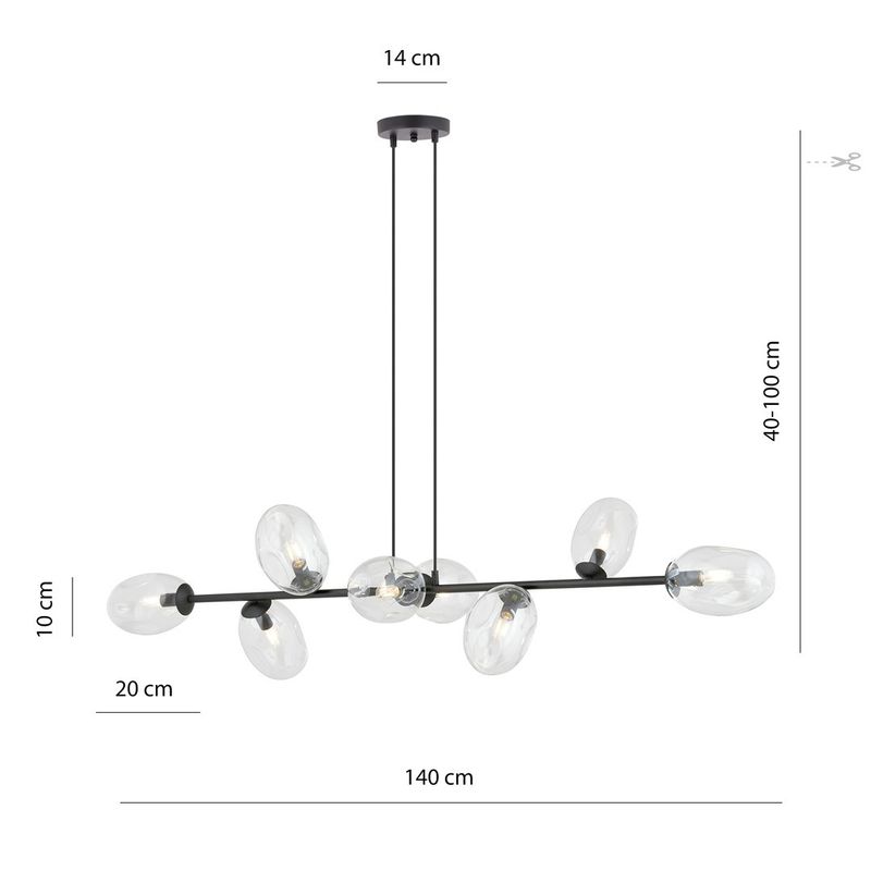 Emibig Lighting Taklampa PANDORA 8 BL TRANSPARENT