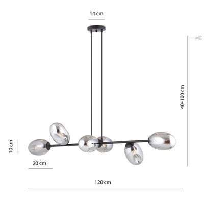 Emibig Lighting Taklampa PANDORA 6 BL GRAFIT