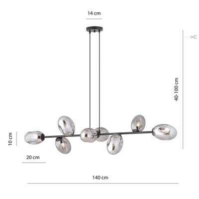 Emibig Lighting Taklampa PANDORA 8 BL GRAFIT