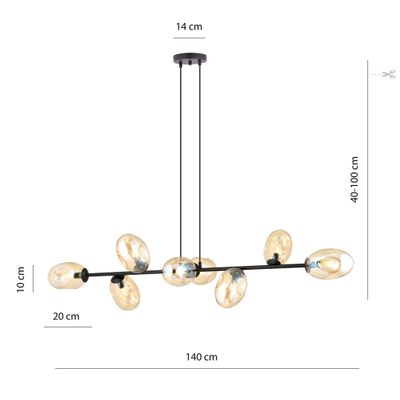 Emibig Lighting Taklampa PANDORA 8 HONUNGSGUL