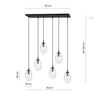 Emibig Lighting Taklampa ASTRAL 6 BL TRANSPARENT