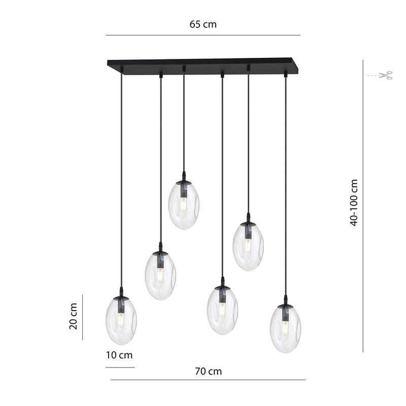 Emibig Lighting Taklampa ASTRAL 6 BL TRANSPARENT