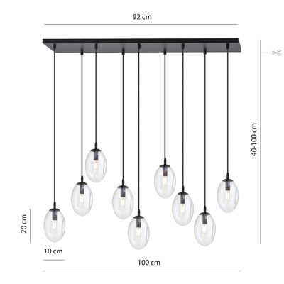 Emibig Lighting Taklampa ASTRAL 9 BL TRANSPARENT