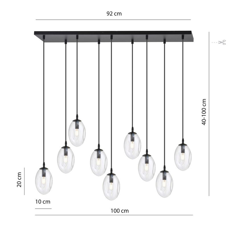 Emibig Lighting Taklampa ASTRAL 9 BL TRANSPARENT