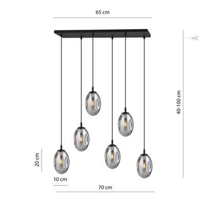 Emibig Lighting Taklampa ASTRAL 6 BL GRAFIT