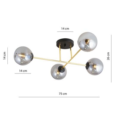 Emibig Lighting Taklampa MAGNUM 4 BL GRAFIT