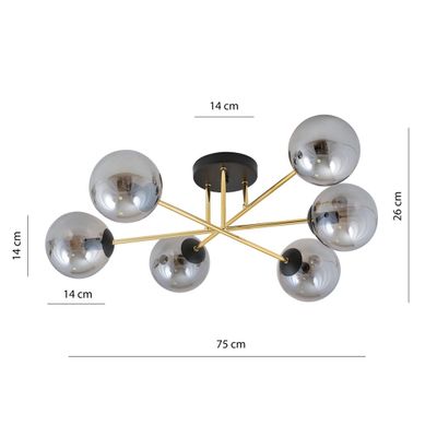 Emibig Lighting Taklampa MAGNUM 6 BL GRAFIT