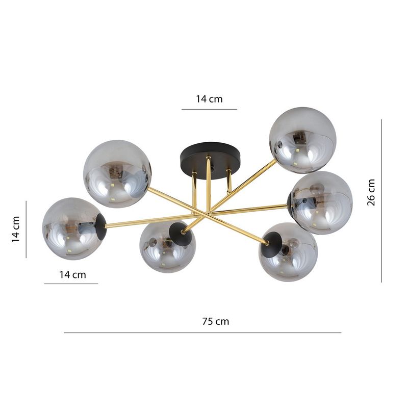 Emibig Lighting Taklampa MAGNUM 6 BL GRAFIT