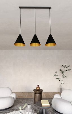 Emibig Lighting Taklampa REBEL 3 SVART/GULD